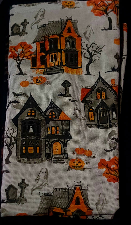 Haunted House Halloween Fall Kitchen Towels Set of 3