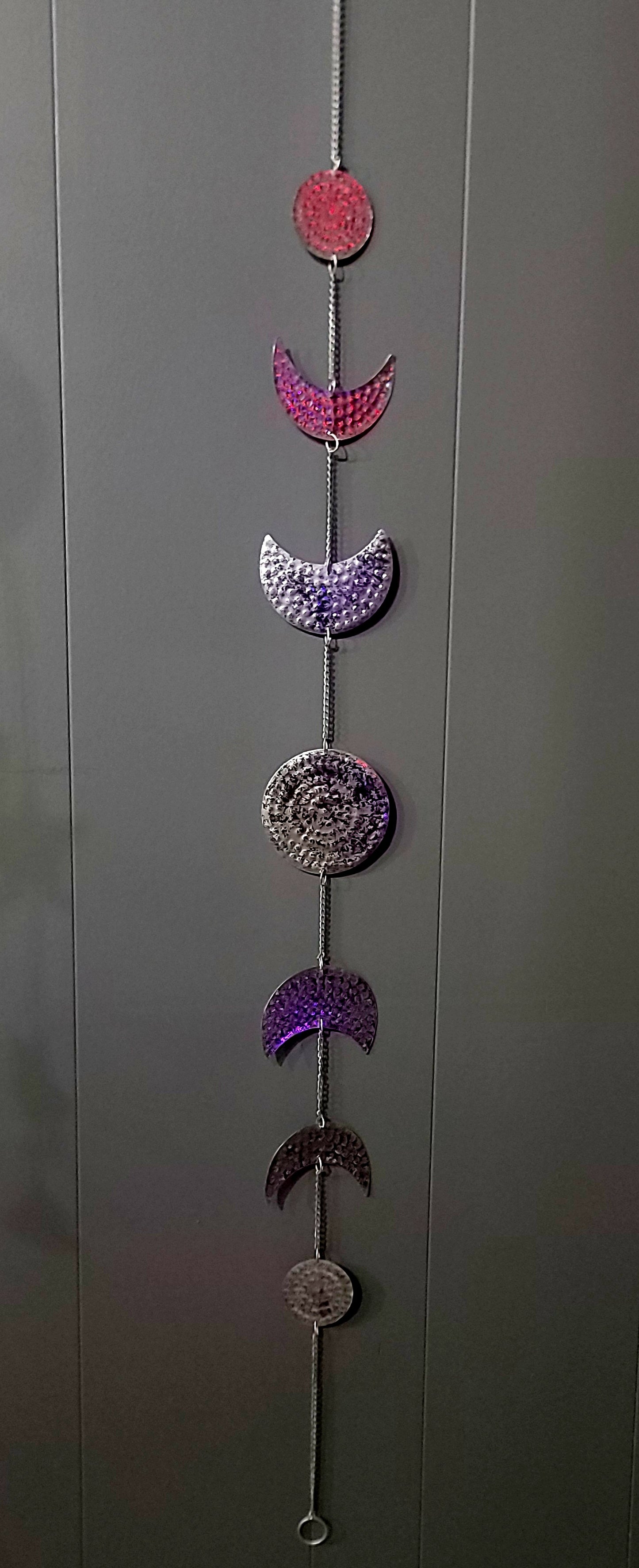 Silver Moon Phase metal hanging wall art