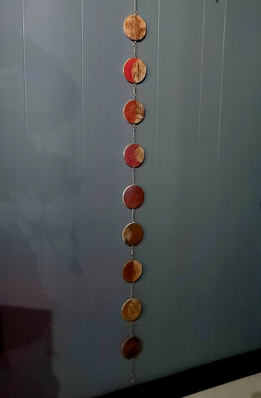 Gold leaf Moon Phase wood hanging wall art