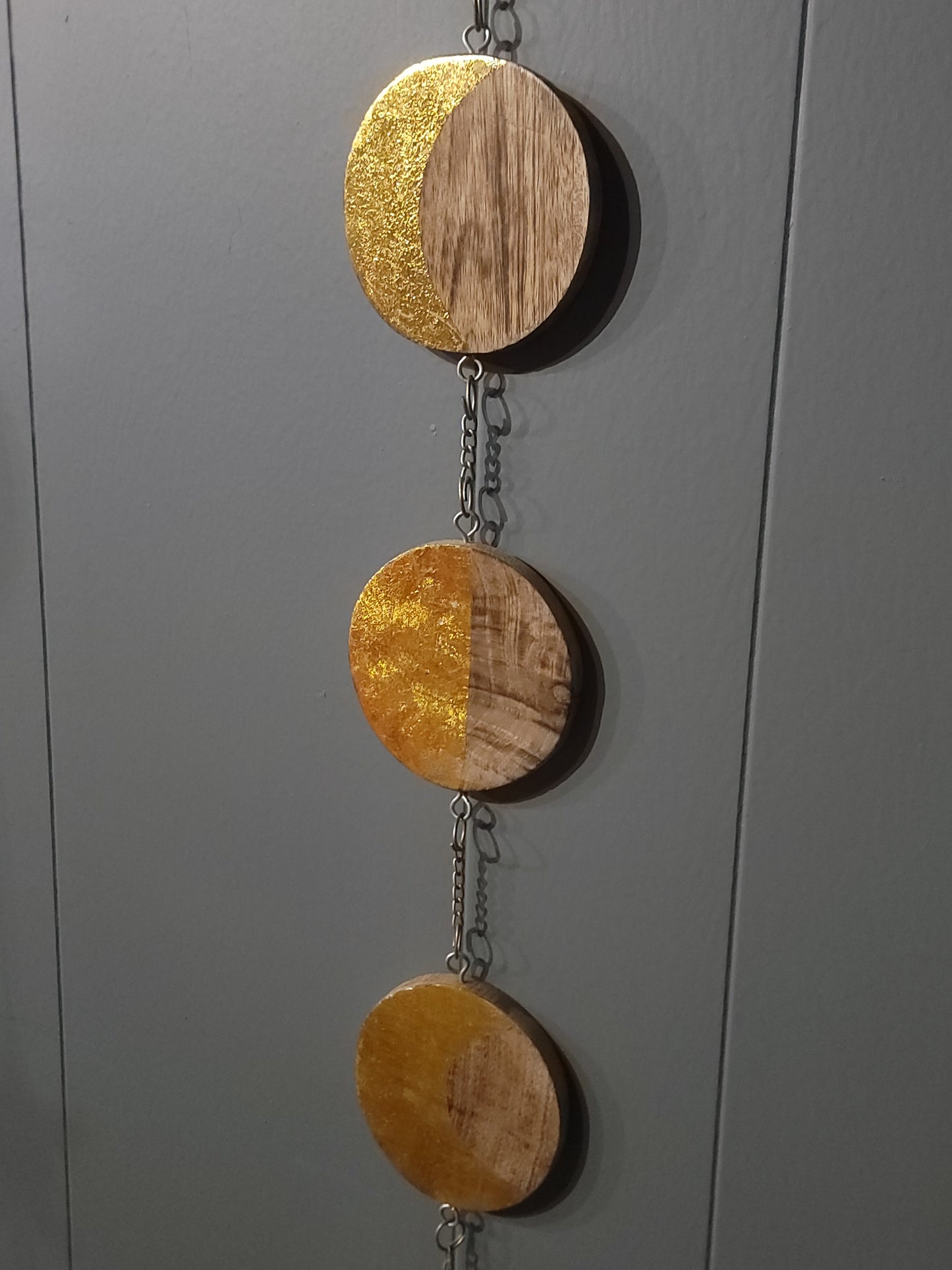 Gold leaf Moon Phase wood hanging wall art