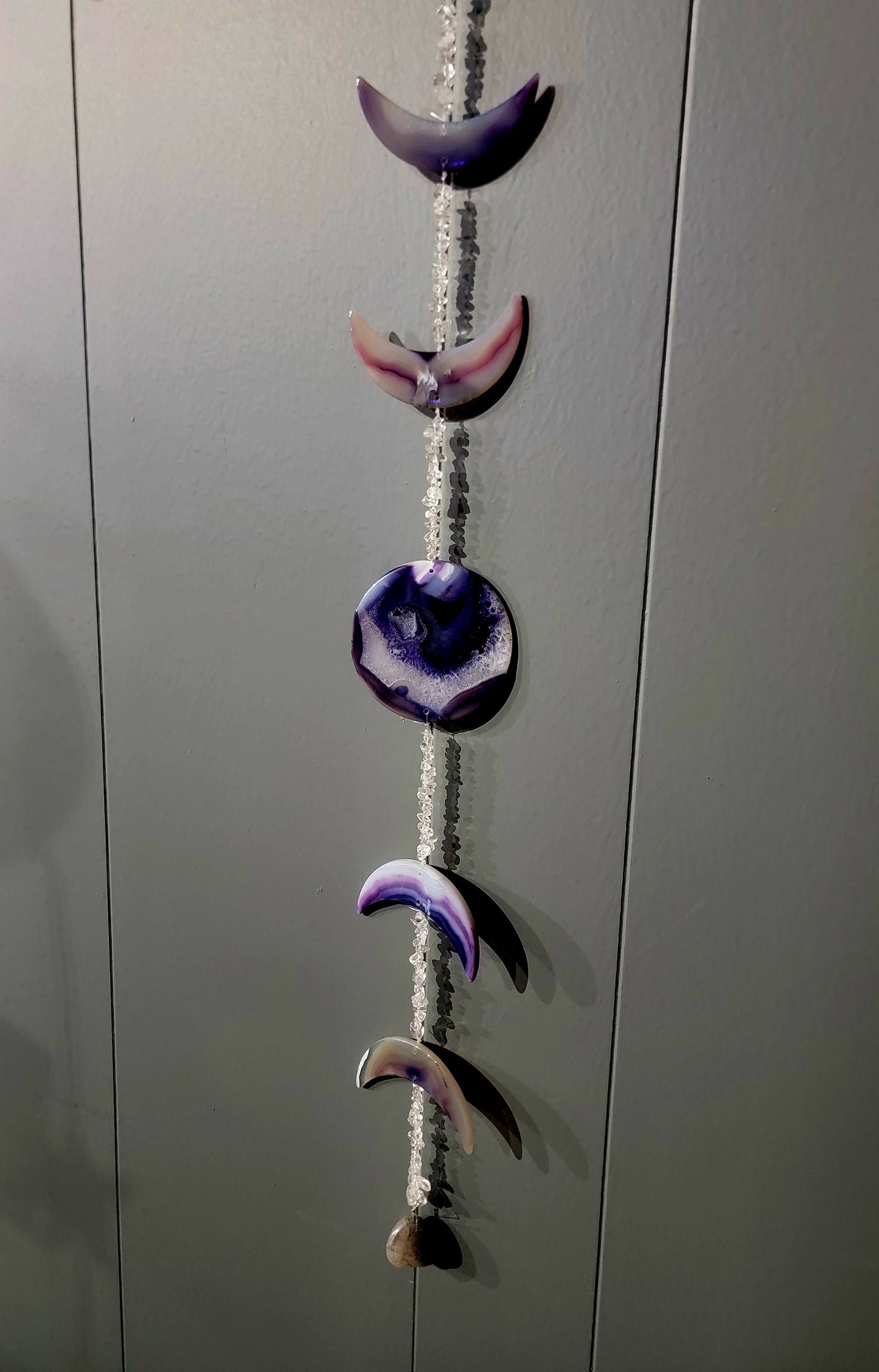 Purple Agate Moon phase hanging wall art.