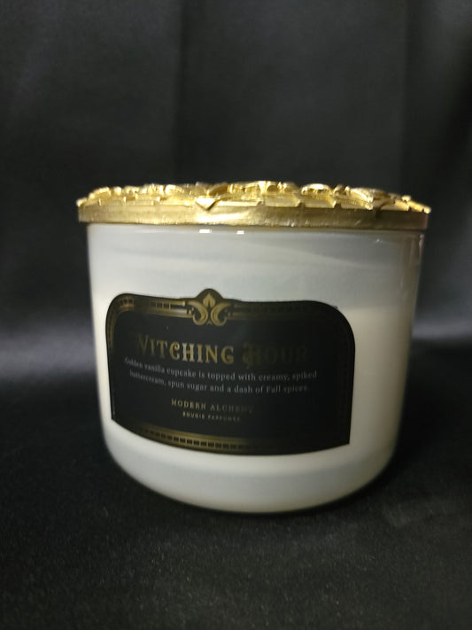 Victorian Goth Glass Candle Witching Hour with Snake Lid