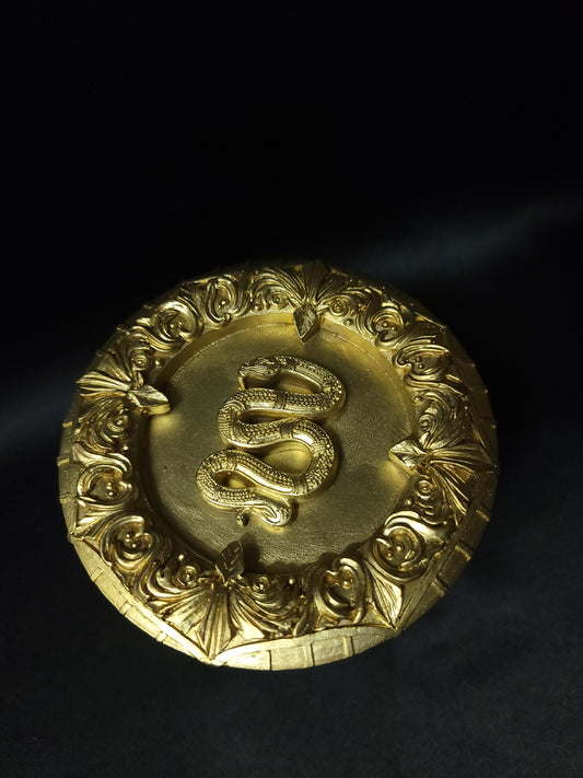 Victorian Goth Glass Candle Witching Hour with Snake Lid