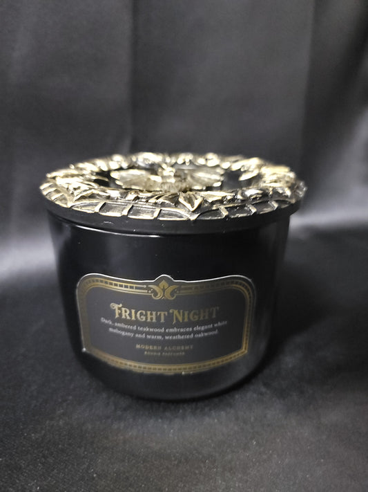 Victorian Goth Glass Candle Fright Night with Bat Lid