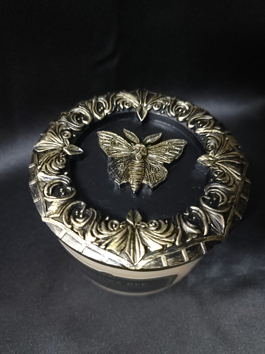 Victorian Goth Glass Candle Hallows' Eve With Death Moth