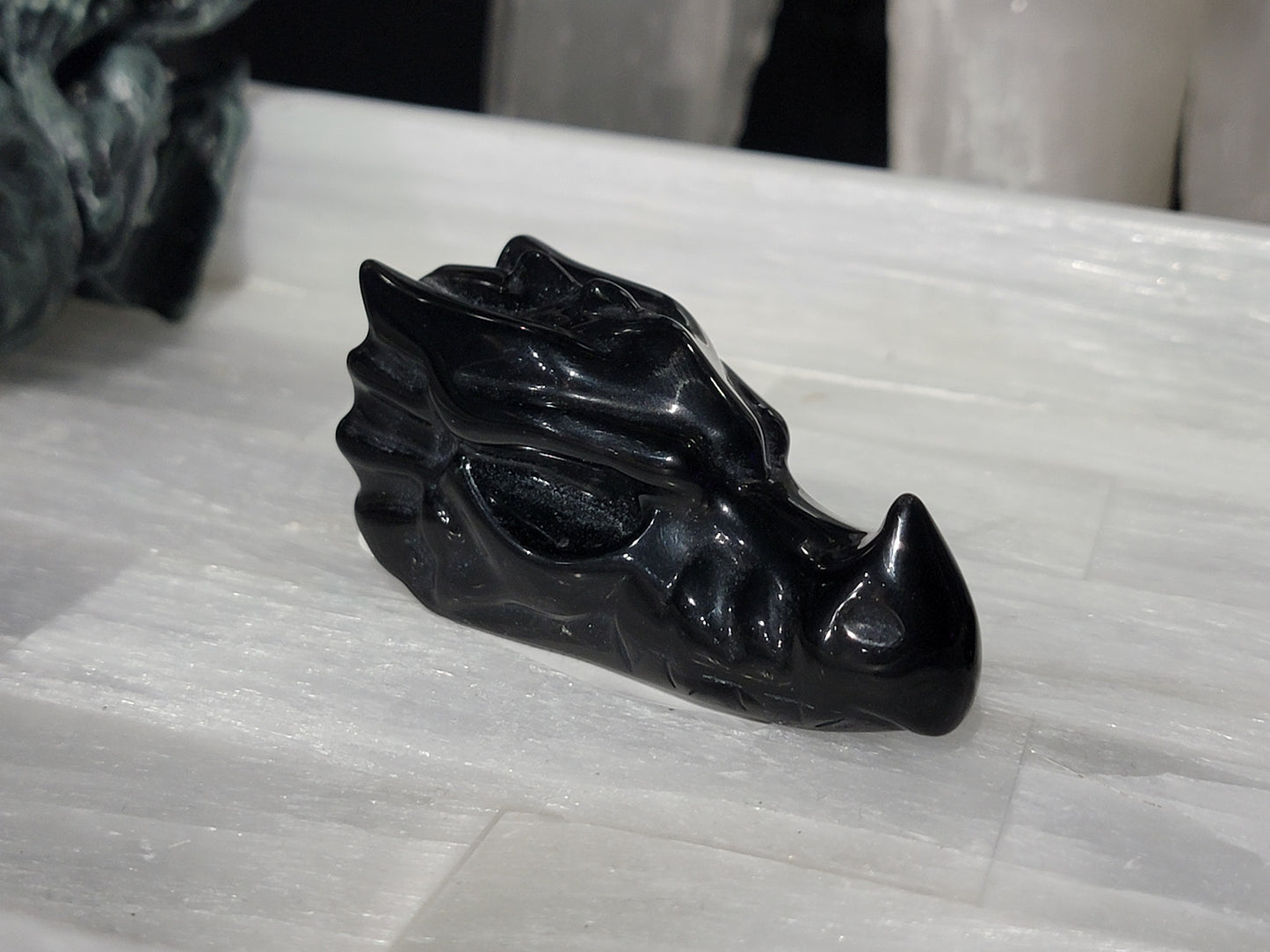 Black Obsidian Dragon Skull Crystal Stone