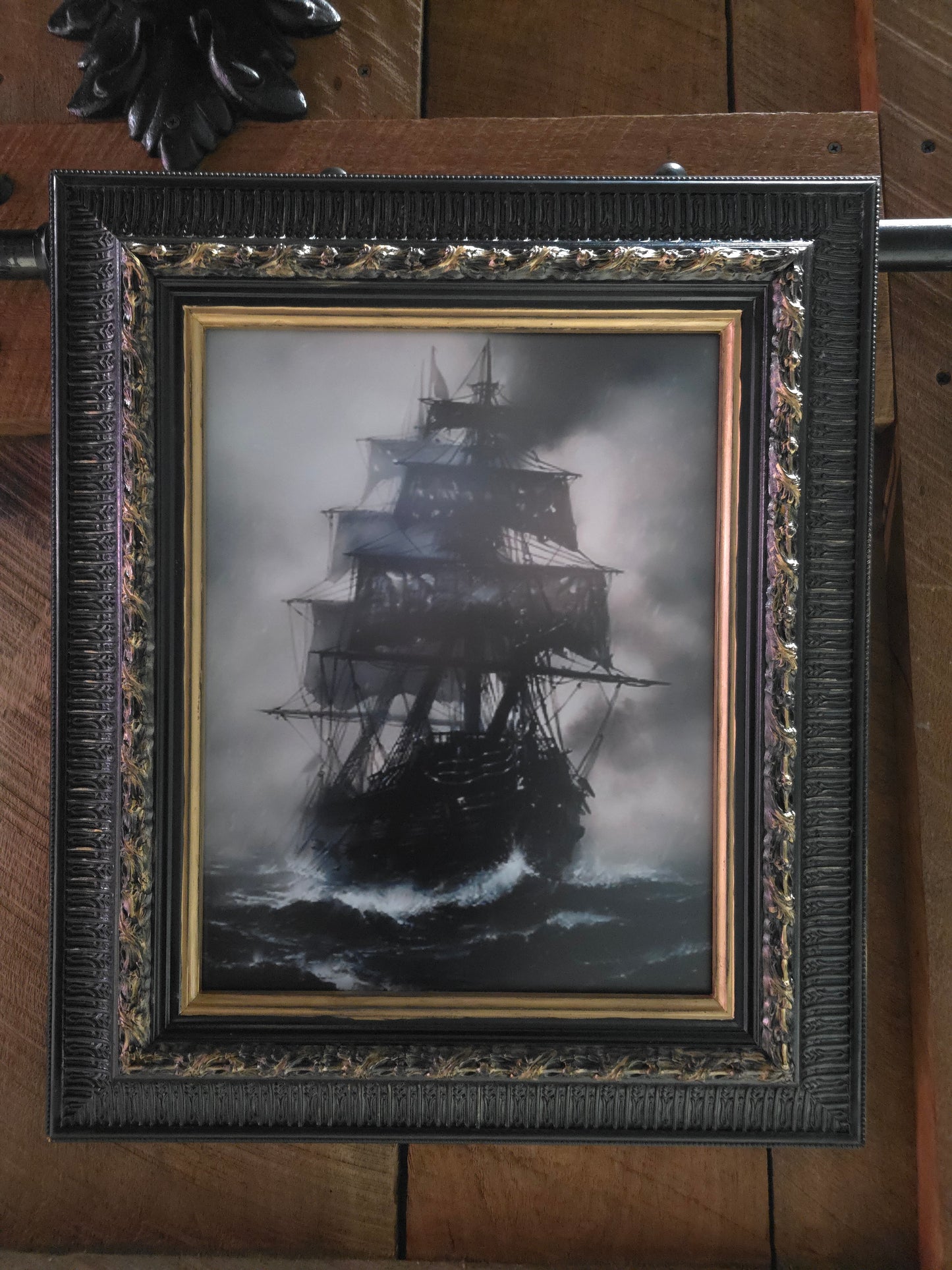 Ghost Pirate Ship Custom Framed Print Black Pearl