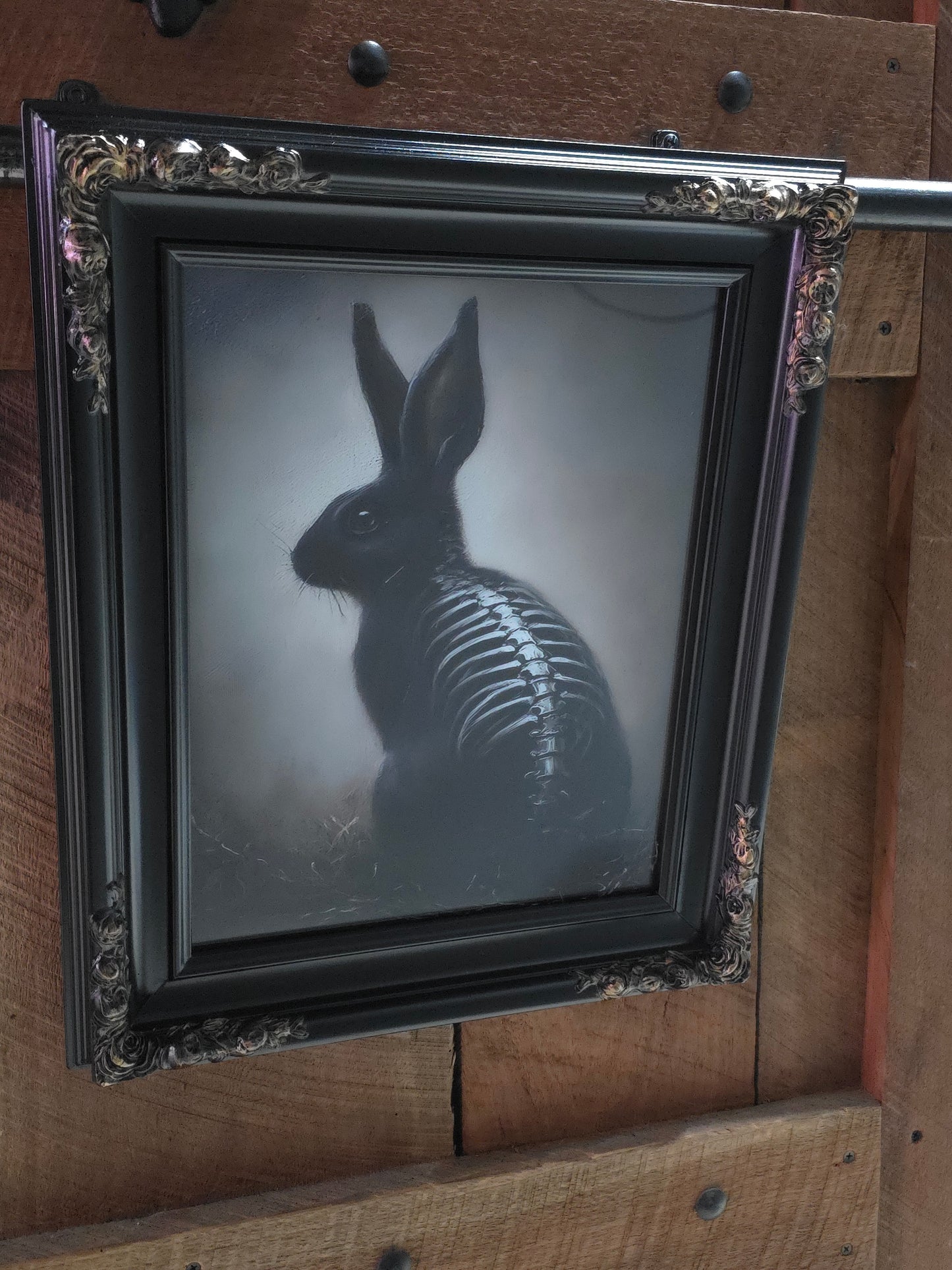 Dark Academia Skeleton Rabbit Custom Framed Print