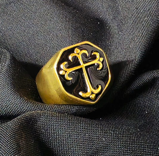 Ed Hardy brand mens stainless steel cross ring