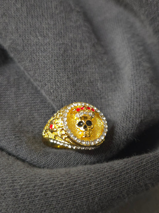 Gold Skull with Crown Ring