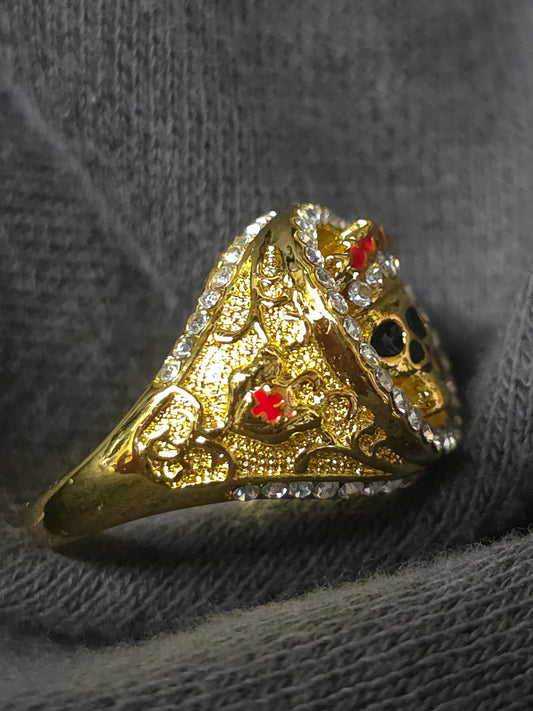 Gold Skull with Crown Ring