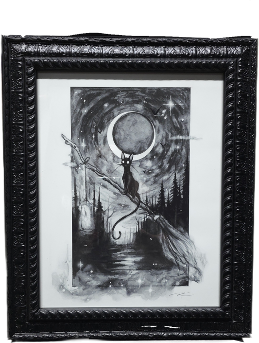 Spellbound Shade: 11x14 Framed Black Cat and Moon print