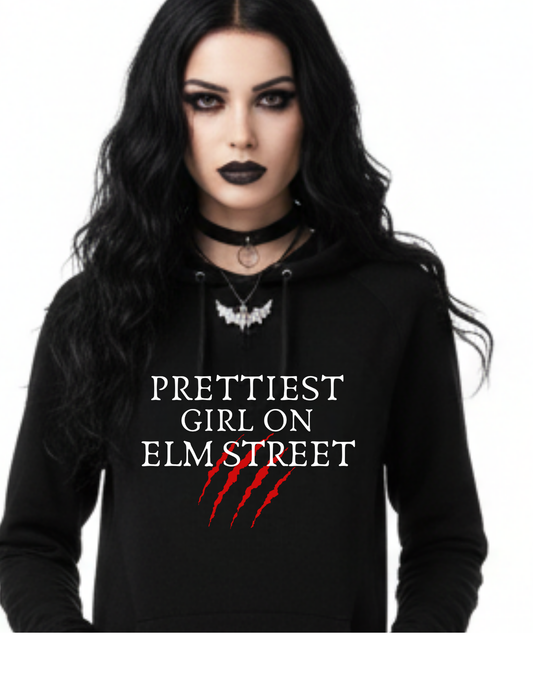 New Prettiest Girl on Elm Street Halloween Custom Black Hoodie Sweatshirt Pullover