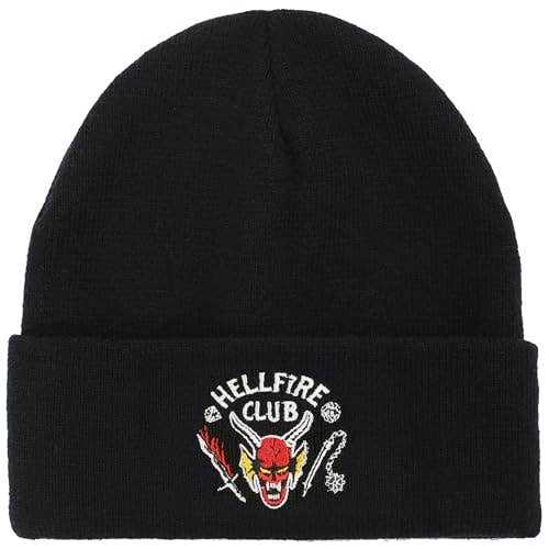 Stranger Things Hellfire Club Black Embroidered Knit Beanie