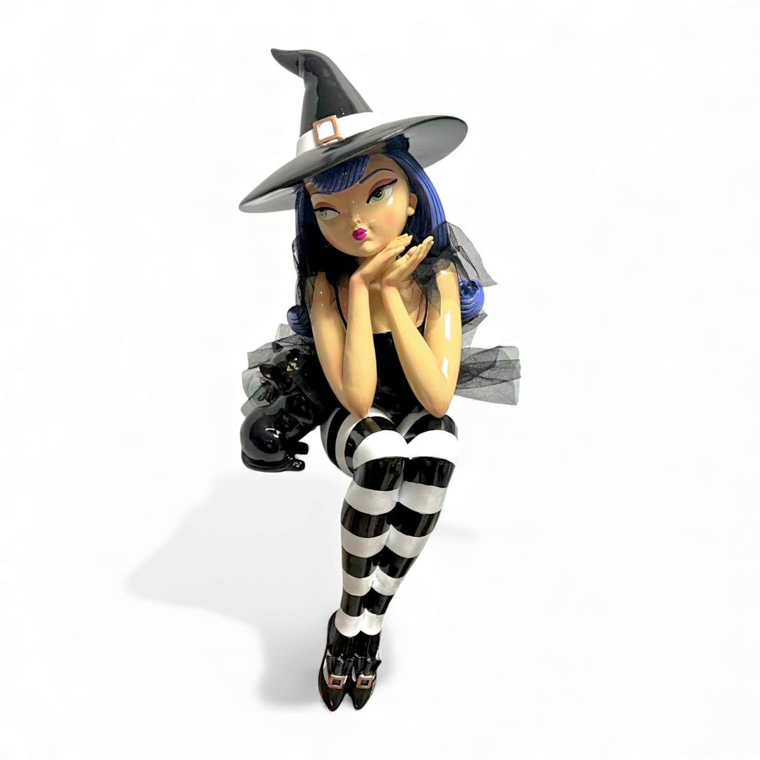 23in Purple Hair Shelf Sitting Witch Home Decor - Gothic & Alternative Gift - Haunted