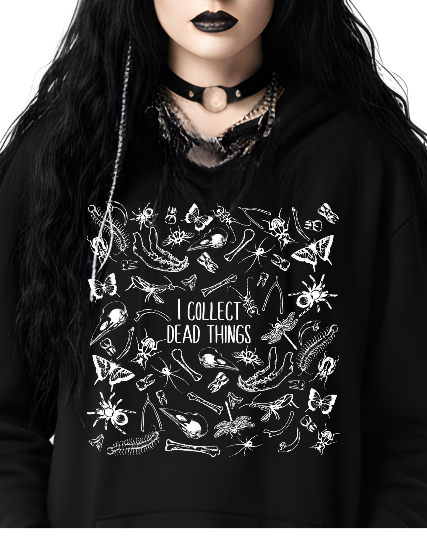 I collect DEAD THINGS Custom Black Hoodie Sweatshirt Pullover insects