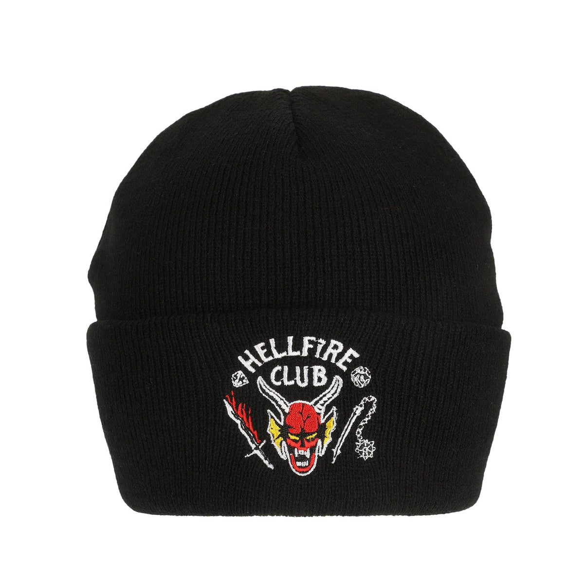 Stranger Things Hellfire Club Black Embroidered Knit Beanie