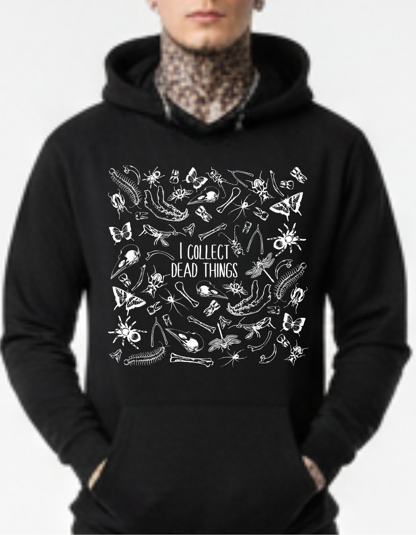 I collect DEAD THINGS Custom Black Hoodie Sweatshirt Pullover insects