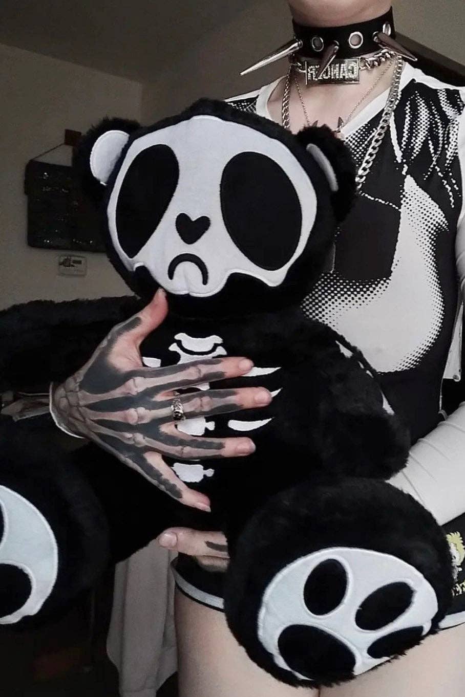 Grumpy Bones Bear Plush Toy Holiday Creepmas Gothmas Christmas Spooky Gift