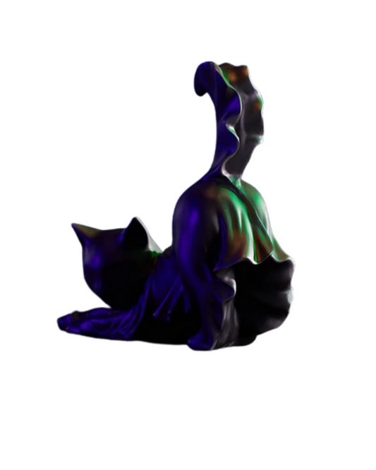 Large Black Cat Ghost Figurine Halloween Ghost