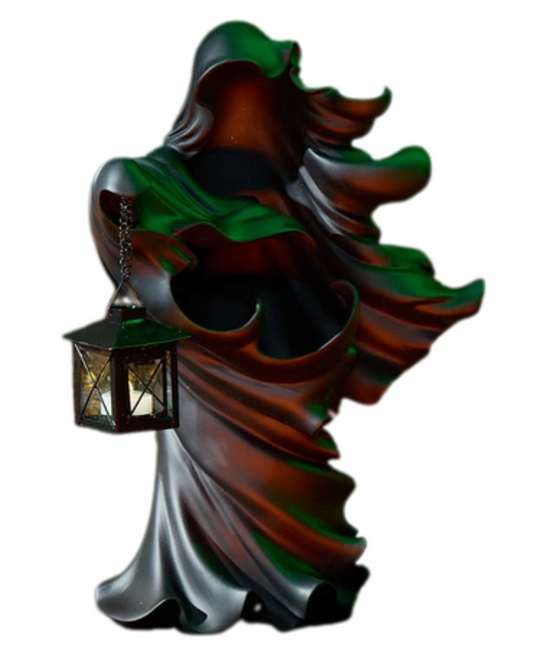 Black Spooky Ghost statue with lantern Halloween Ghost