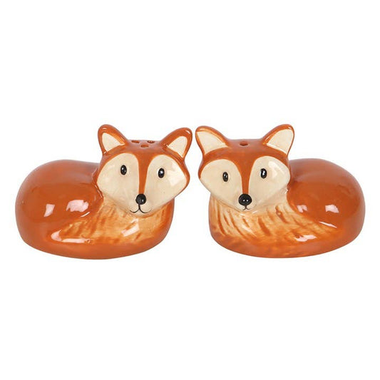Fox Salt and Pepper Shakers Green Forest