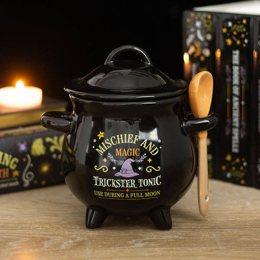 Mischief and Magic Halloween Cauldron Soup Bowl with Spoon