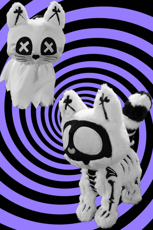 Ghost Kitty Plush Toy Skeleton Cat Gothic