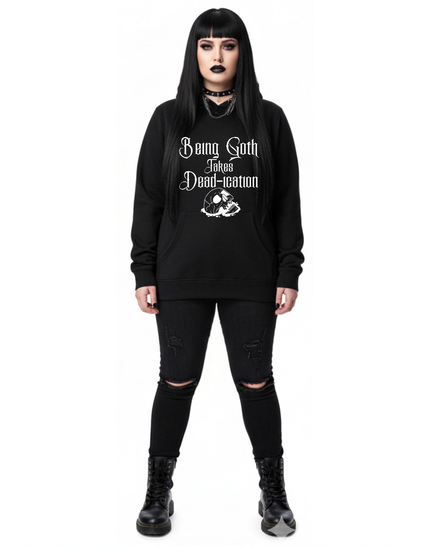 Goth De@d -ication Custom Black Hoodie Sweatshirt Pullover