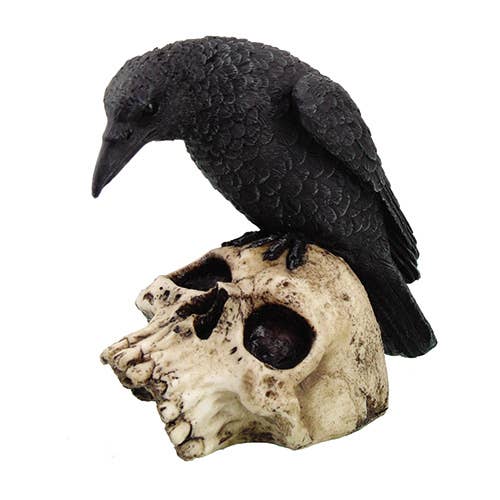 Raven on Skull Statue