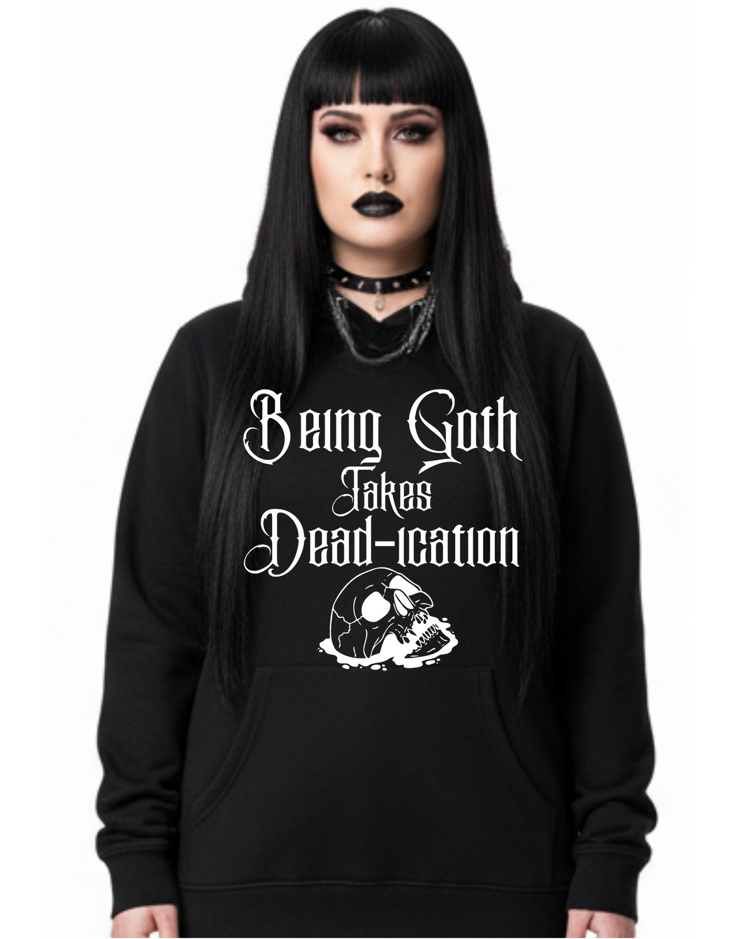 Goth De@d -ication Custom Black Hoodie Sweatshirt Pullover