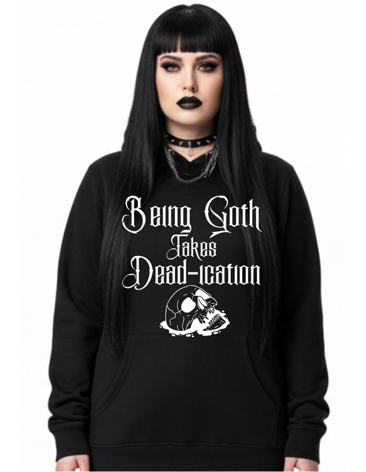 Goth De@d -ication Custom Black Hoodie Sweatshirt Pullover