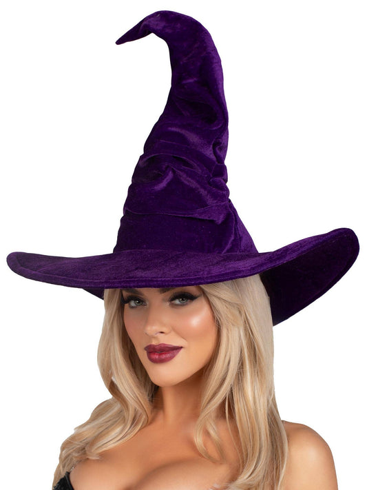 Velvet Ruched Witch Hat Purple