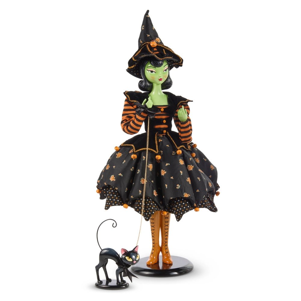 36" Green Witch Fashionista with Cat by RAZ Imports Statues - Gothic & Alternative Gift - Haunted