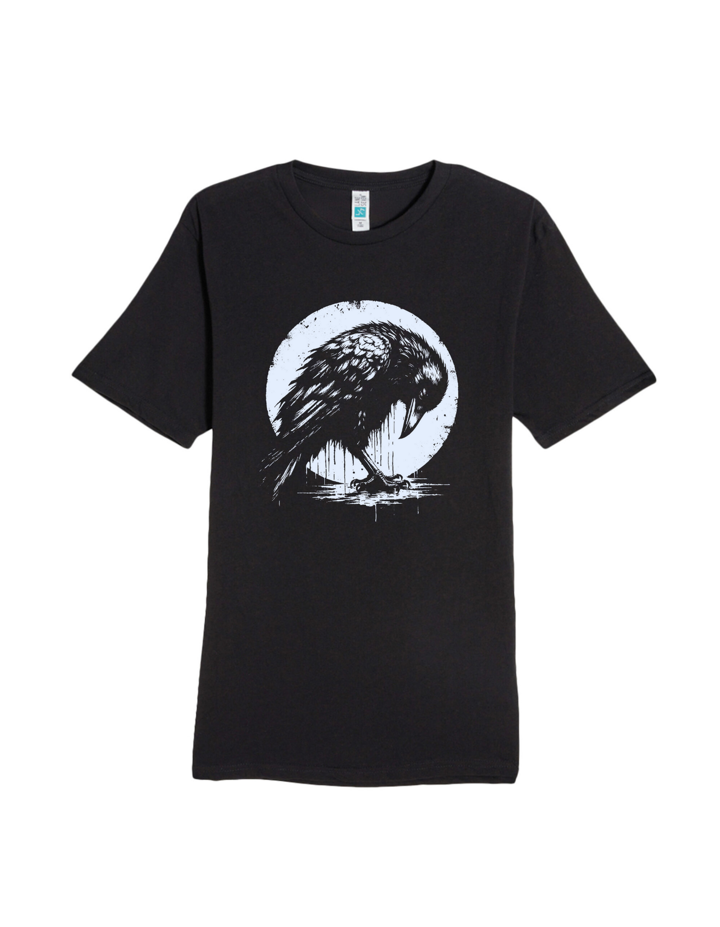 Raven With Moon Graphic T Shirt Goth Poe Crow