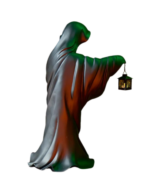Black Spooky Ghost statue with lantern Halloween Ghost