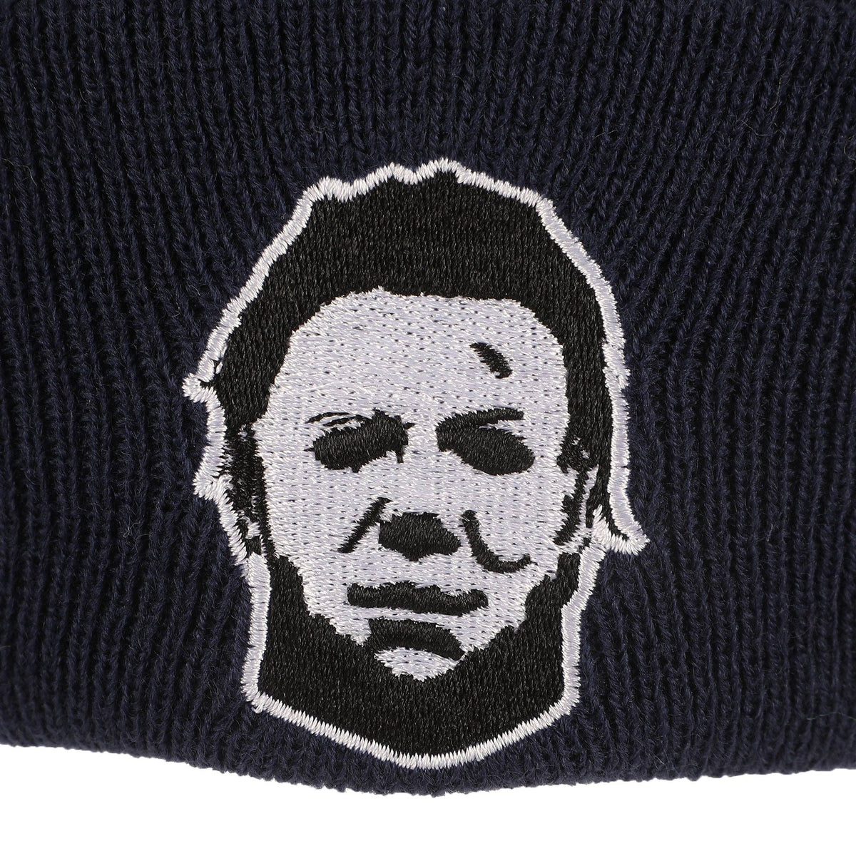 Halloween Michael Myers Navy Embroidered Cuffed Knit Beanie