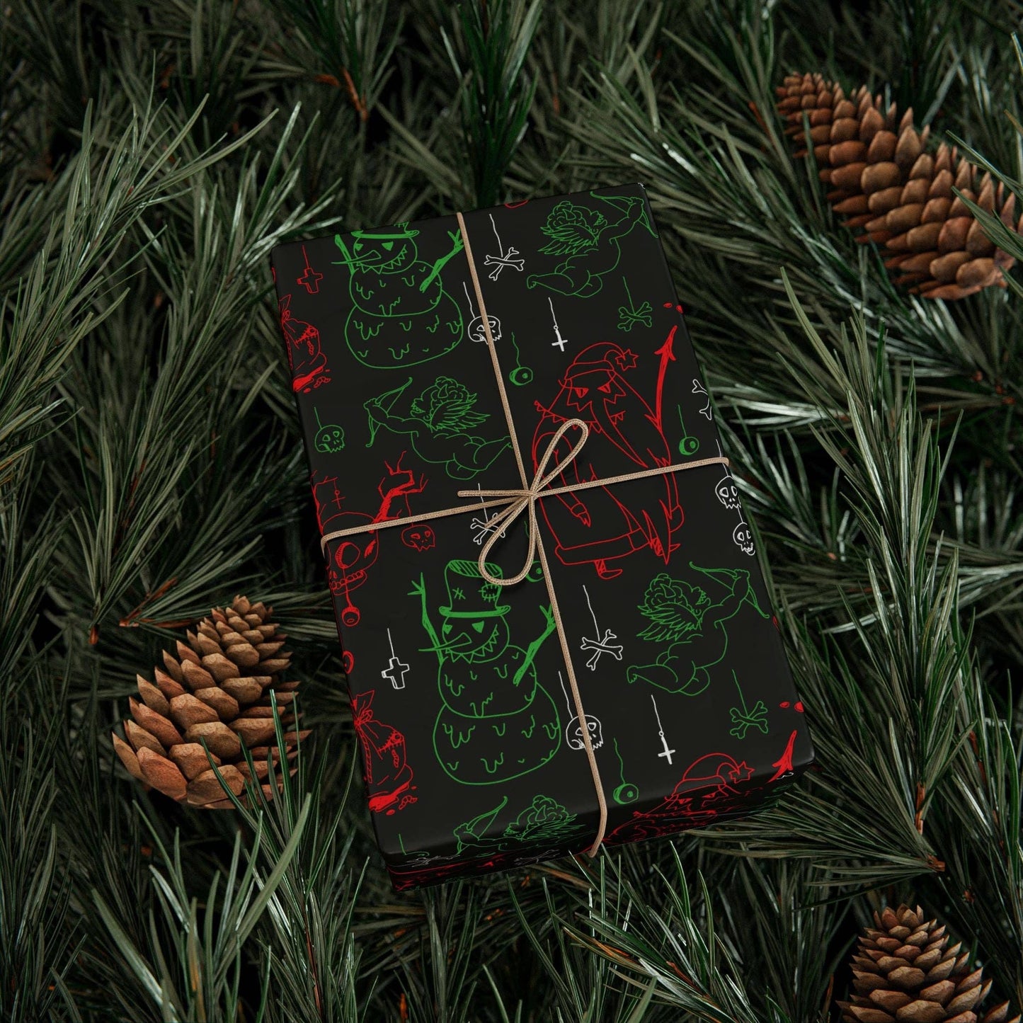 Creepmas Cheer Creepy Santa, Snowman, Skull Gift Wrapping Paper