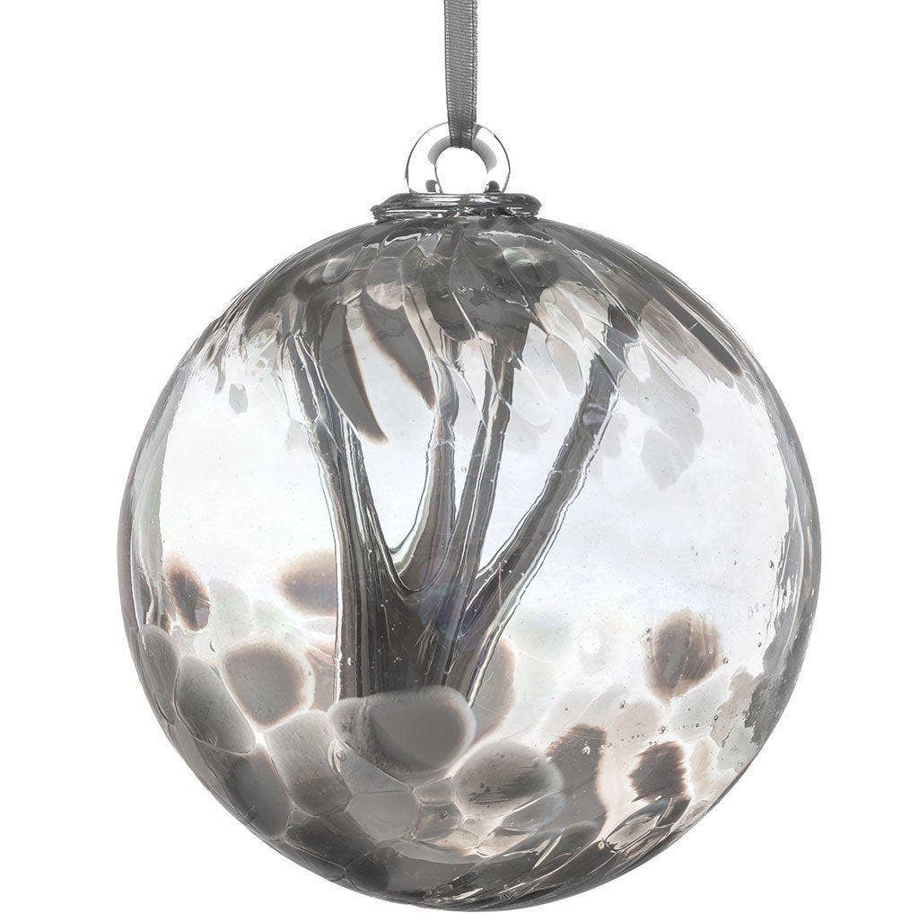 Pastel Silver Glass Spirit Ball – 5.91-Inch Hanging Ornament