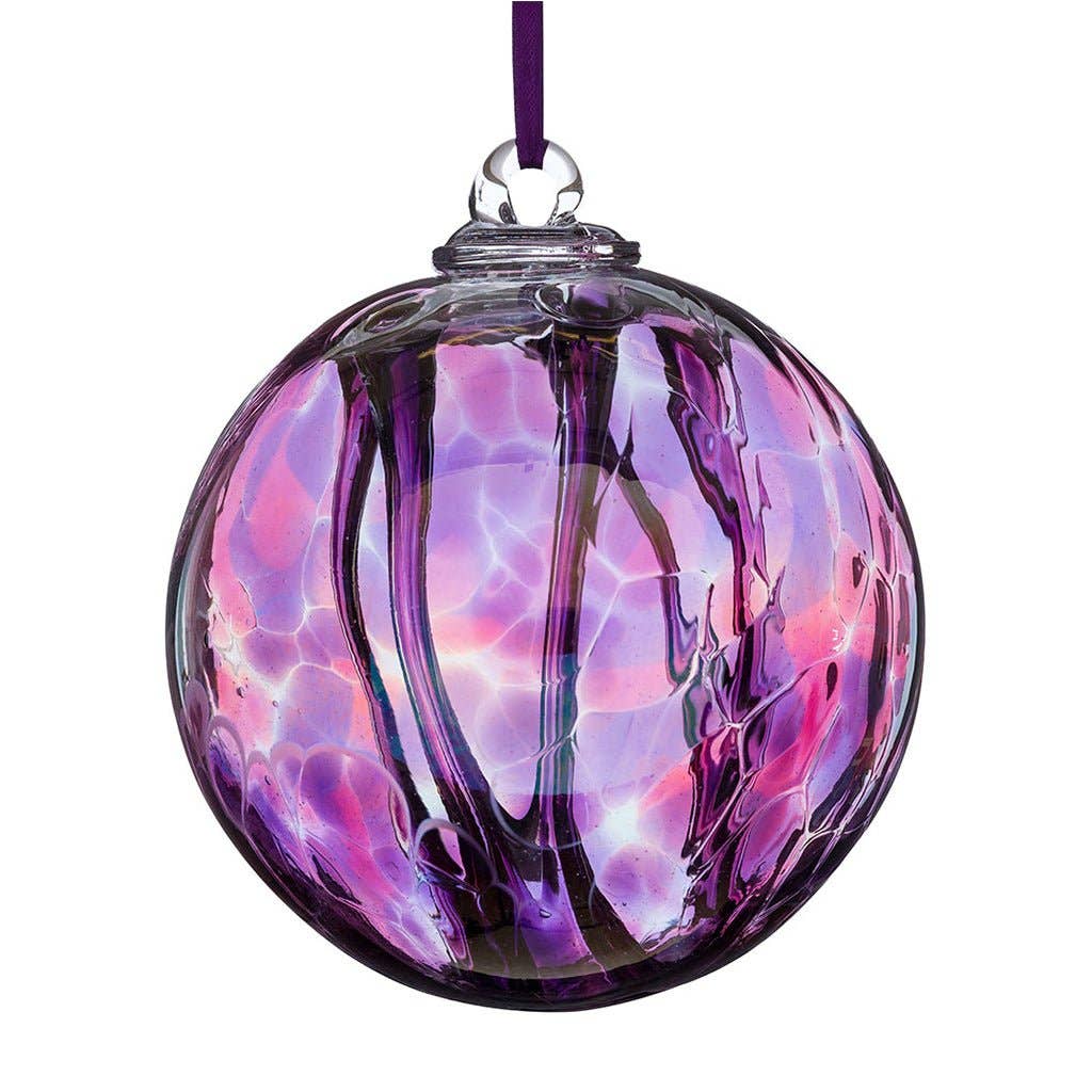 Pink & Purple Glass Spirit Ball – 3.94-Inch Hanging Ornament