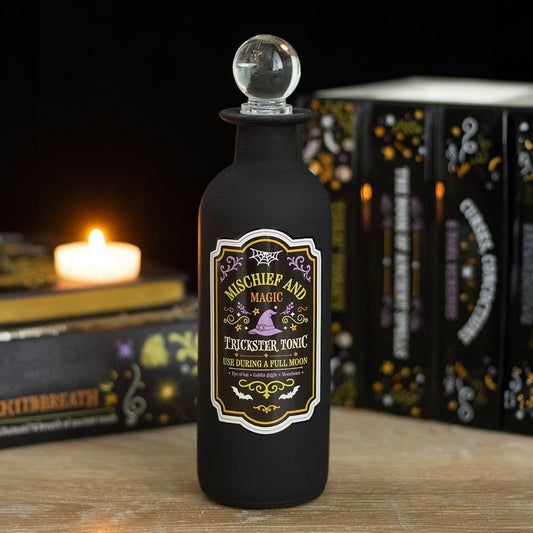 Mischief and Magic Decorative Glass Halloween Potion Bottle