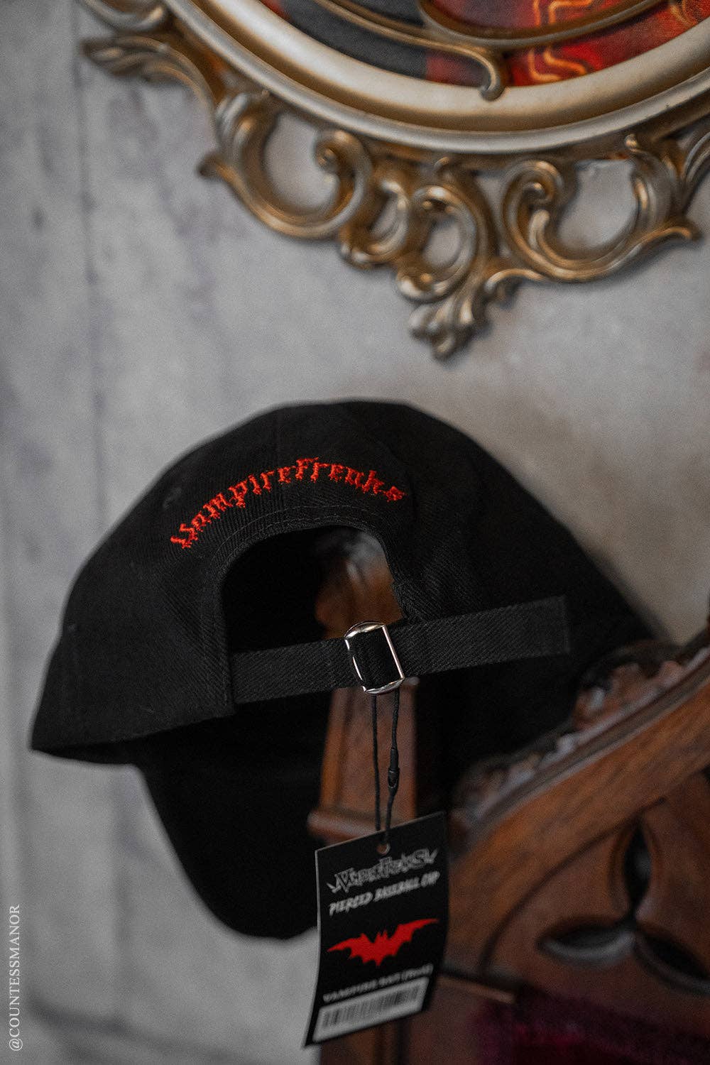 Vampire Bat Pierced Baseball Cap Red Hat