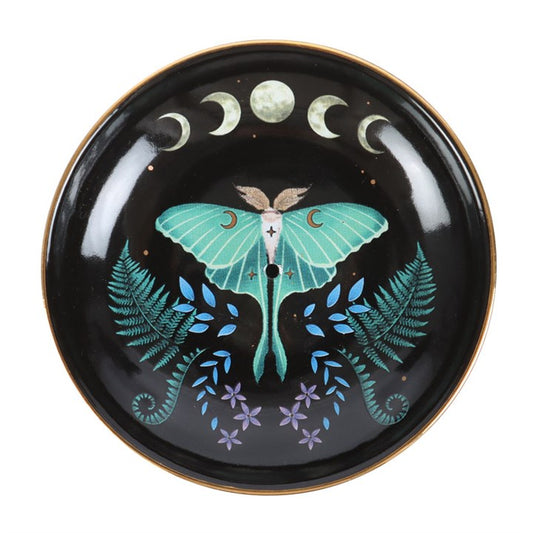 Luna Moth Incense Stick Holder Burner Plate Dish Moon Phases
