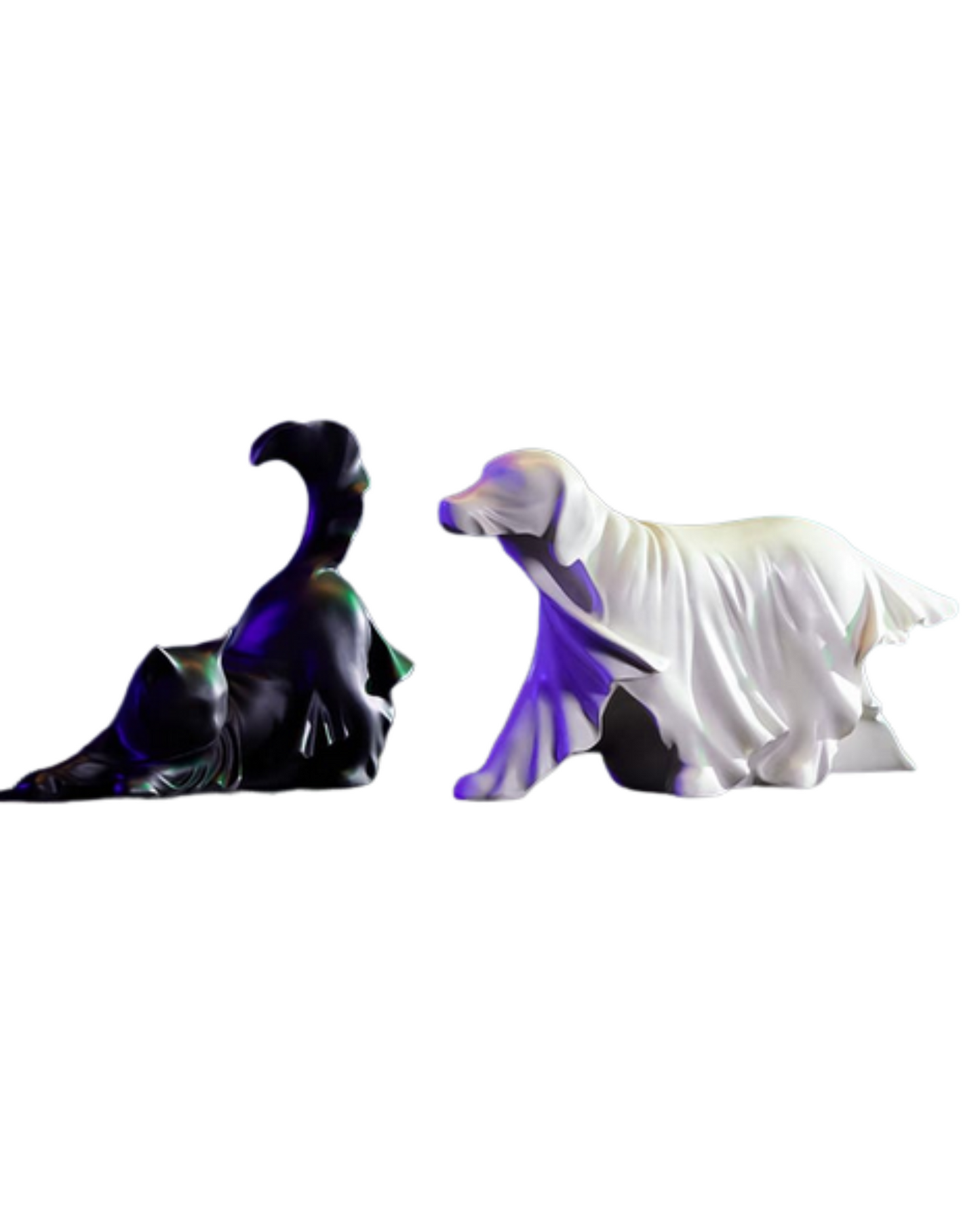 Large Black Cat Ghost Figurine Halloween Ghost