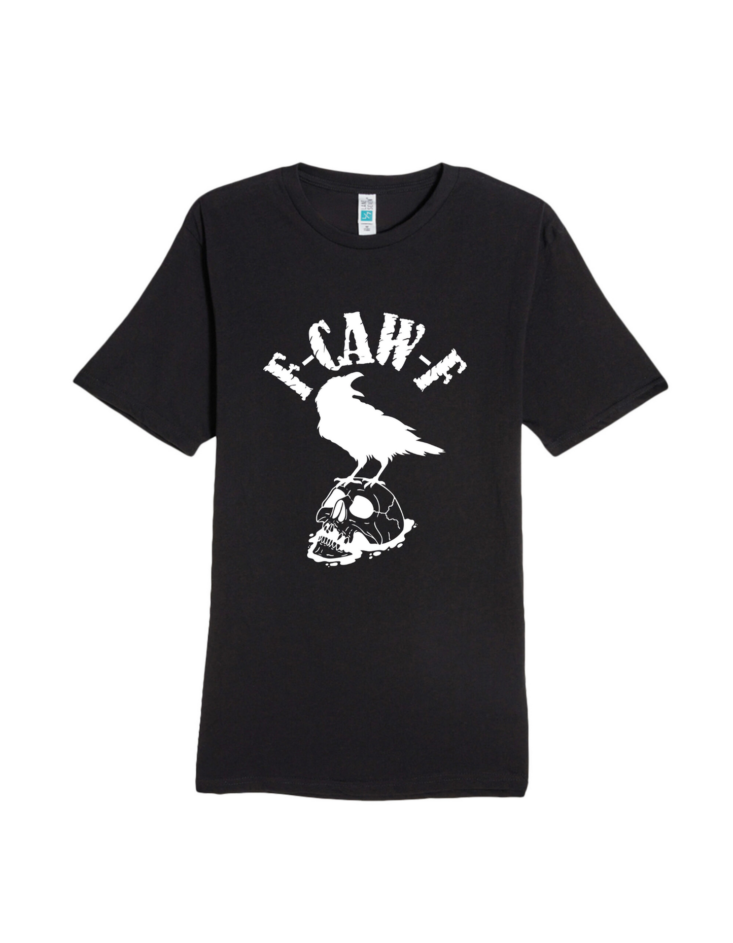 F-Caw-F Raven on Skull Graphic T Shirt Goth Poe Crow