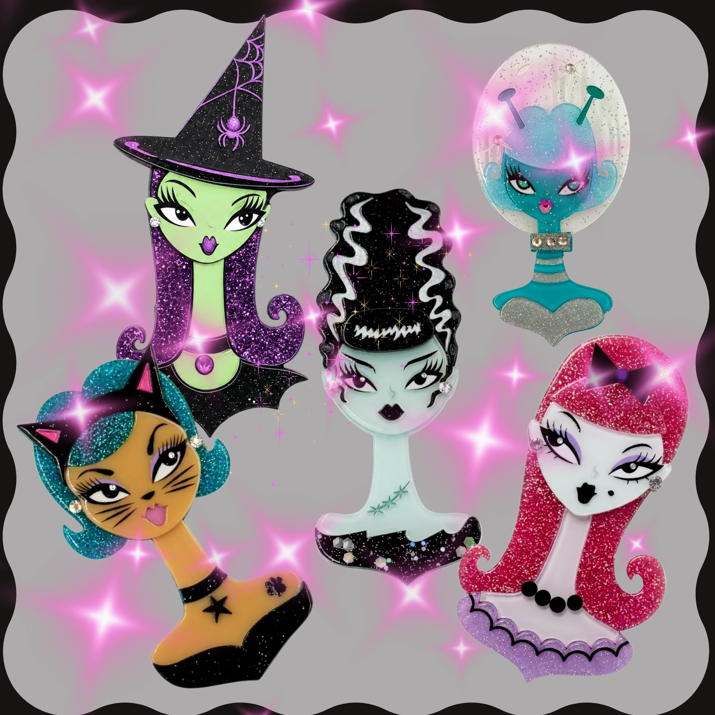 Cat's Meow Spooky Doll Brooch