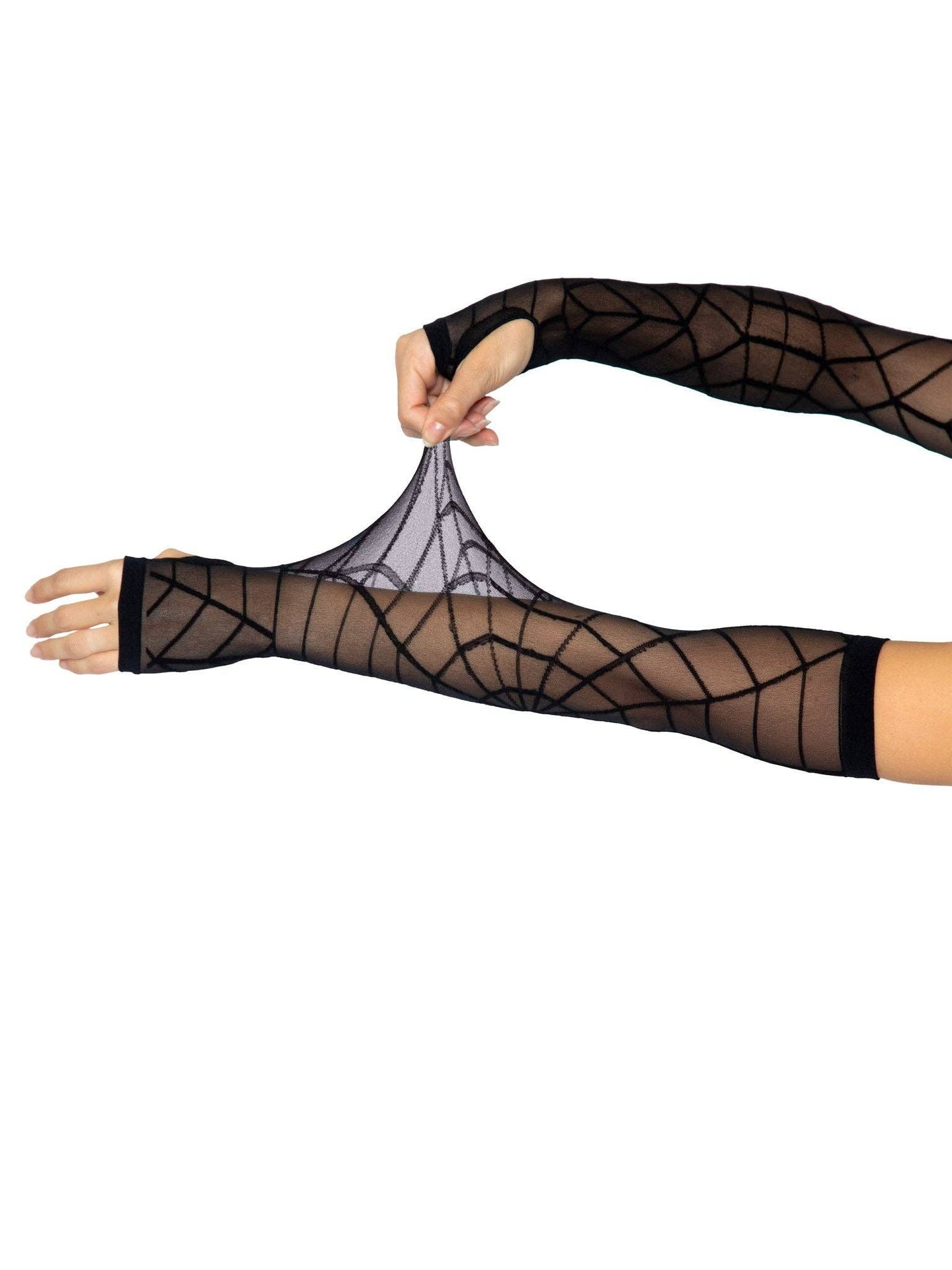 Black Spider Web Arm Warmer Gloves