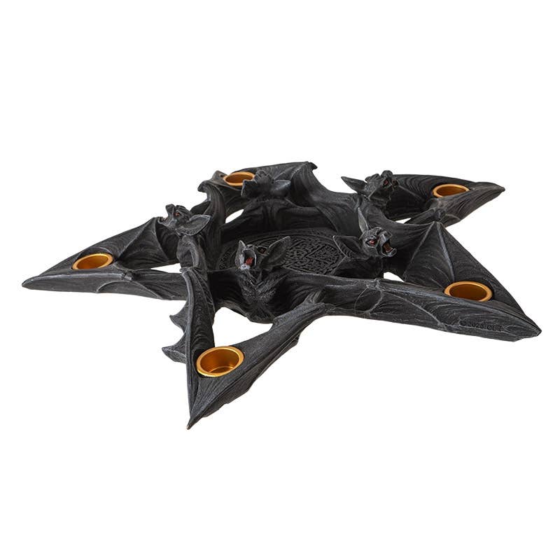 Nosferatu Pentagram Shaped Vampire Bat Candleholder Large