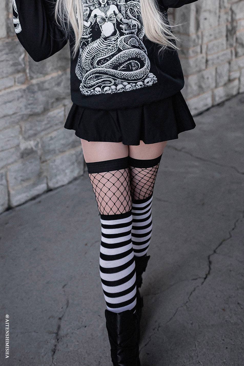 White Garter Thigh High Socks Goth Victorian Cosplay