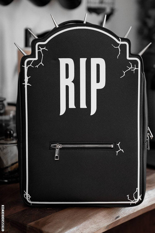 RIP Tombstone Backpack Purse Crossbody Tote Bag